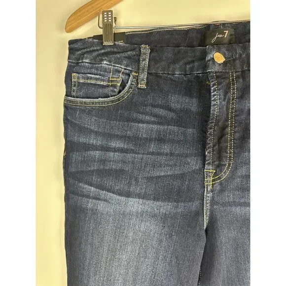 NWT JEN7 Split-Hem Slim Bootcut Jeans Dark Wash Sandblasted Stretch Plus Size 16 - Picture 4 of 14